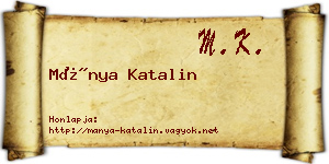 Mánya Katalin névjegykártya